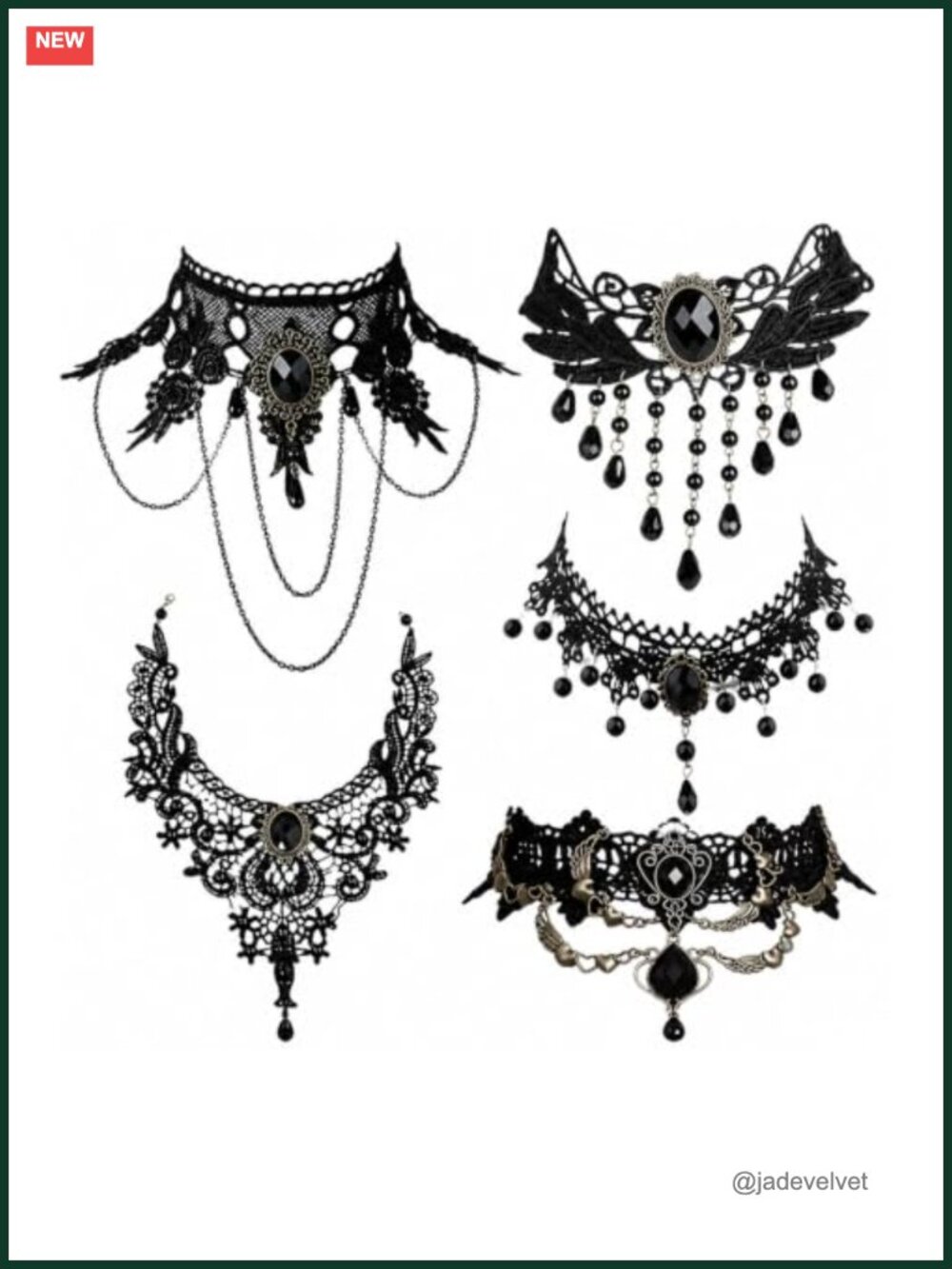 Gothic Choker Necklace Set Woven Fabric Alloy Adjustable Steampunk Cosplay